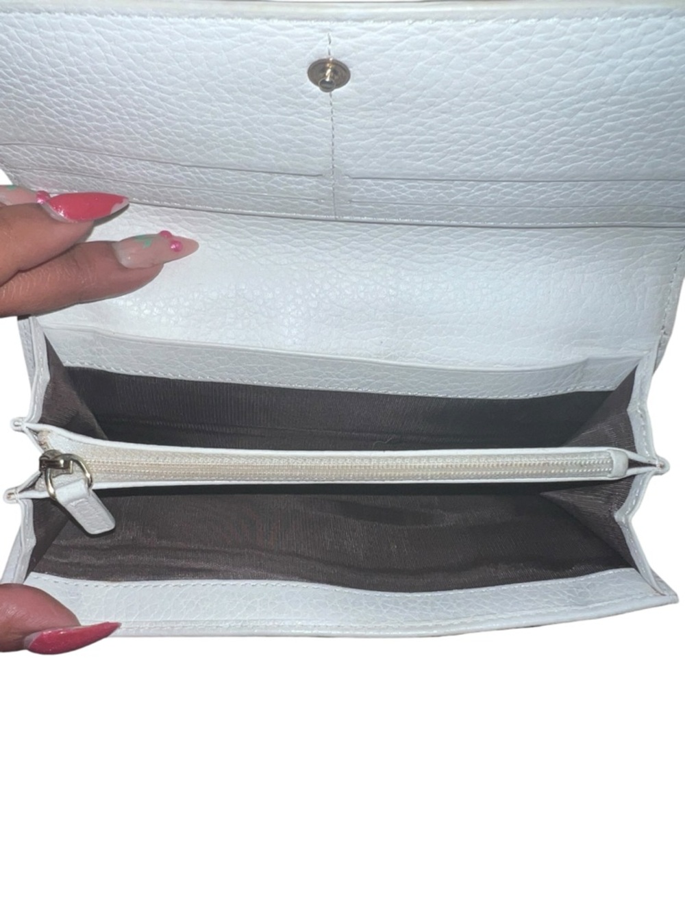 Celine White Embossed Leather Flap Wallet - Picture 12 of 13